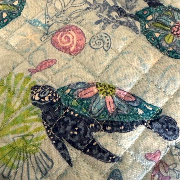 Vera Bradley Turtle Dream Blue & Green Quilted Glenna Satchel Handbag NWT NEW - Picture 8 of 8